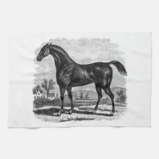 Vintage 1800s Rennen-PferdeRetro Geschirrtuch (Horizontal)