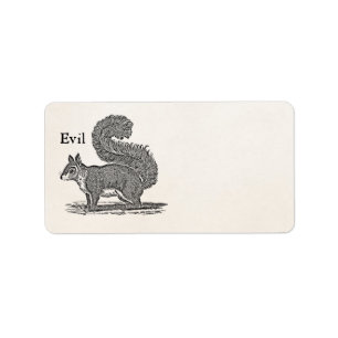 Vintage 1800s schlechte Eichhörnchen-Illustration Adressaufkleber