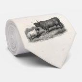 Vintage 1800s Stier-Schaf-Illustrations-Retro Krawatte (Gerollt)