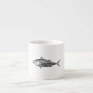 Vintage 1800s Thunfisch-Fisch-personalisiertes Espressotasse