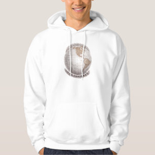 Vintage 1800s Weltkarten-Western-Hemisphäre-Kugel Hoodie