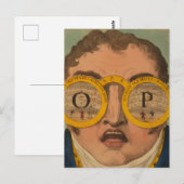 Vintage 1809 Buch Mann mit Opernglas Postkarte (Vorne/Hinten)