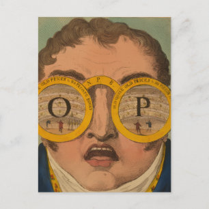 Vintage 1809 Buch Mann mit Opernglas Postkarte