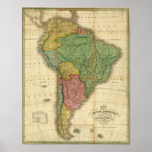 Vintage 1826 South America Map by Anthony Finley Poster