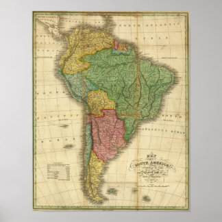 Vintage 1826 South America Map by Anthony Finley Poster