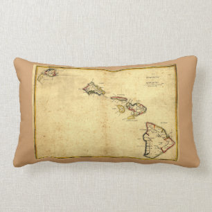 Vintage 1837 Hawaii-Karte - hawaiische Inseln Lendenkissen