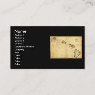 Vintage 1837 Hawaii-Karte - hawaiische Inseln Visitenkarte