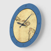 Vintage 1837 Hawaii Map - Hawaiian Islands Große Wanduhr (Winkel)