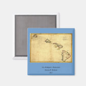 Vintage 1837 Hawaii Map - Hawaiian Islands Magnet (Vorderseite/Rückseite)