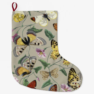 Vintage 1842 Schmetterling Nachtfalter Botanische Großer Weihnachtsstrumpf