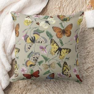 Vintage 1842 Schmetterling Nachtfalter Botanische Kissen