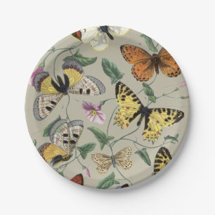 Vintage 1842 Schmetterling Nachtfalter Botanische Pappteller