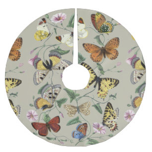 Vintage 1842 Schmetterling Nachtfalter Botanische  Polyester Weihnachtsbaumdecke