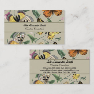 Vintage 1842 Schmetterling Nachtfalter Botanische  Visitenkarte