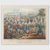 Vintage 1862 Yankee-Freiwillige marschieren in Dix Geschenkpapier (Flach)