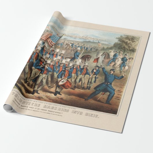 Vintage 1862 Yankee-Freiwillige marschieren in Dix Geschenkpapier (Ungerollt)