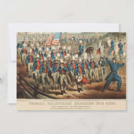 Vintage 1862 Yankee-Freiwillige marschieren in Dix Karte