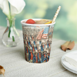 Vintage 1862 Yankee-Freiwillige marschieren in Dix Pappbecher