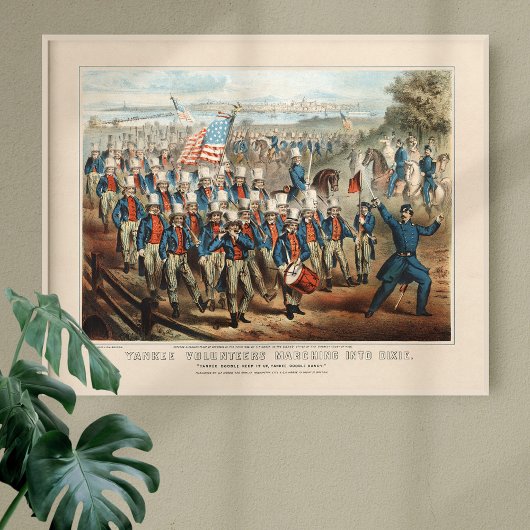 Vintage 1862 Yankee-Freiwillige marschieren in Dix Poster