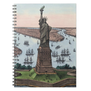 Vintage 1885 Statue of Liberty NYC Hafen Kunst Notizblock