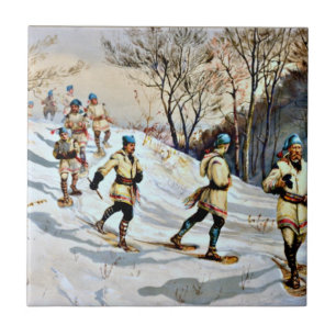 Vintage (1886) Schneeschuhfahren Fliese