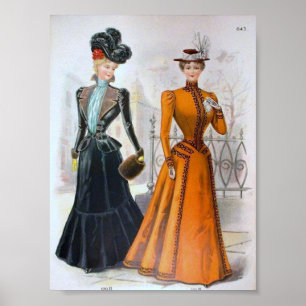 Vintage 1890's die Mode der Frauen Poster