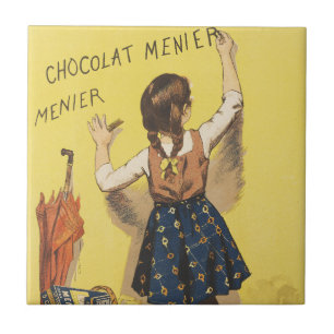 Vintage 1892 Chocolat Menier Französisches Mädchen Fliese