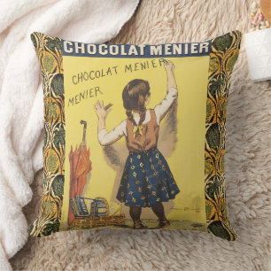 Vintage 1892 Chocolat Menier Französisches Mädchen Kissen