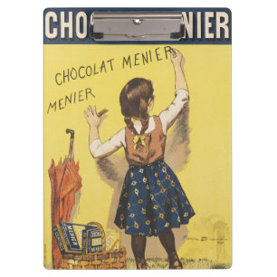 Vintage 1892 Chocolat Menier Französisches Mädchen Klemmbrett