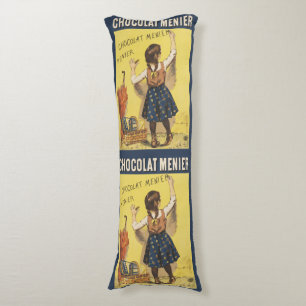 Vintage 1892 Chocolat Menier Französisches Mädchen Seitenschläferkissen