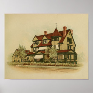 Vintage 1895 künstlerischer Hausanstrich-Farbdruck Poster