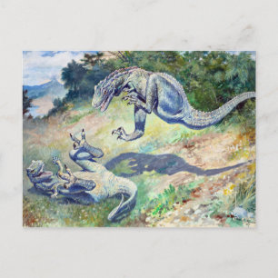Vintage 1897 Fighting Dinosaurs von Charles Knight Postkarte