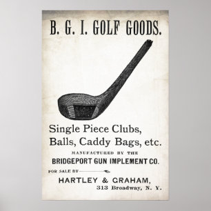 Vintage 1898-Golf-Werbung - Printwerbung Poster