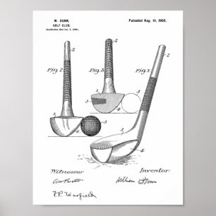 Vintage 1900 Golfschläger-Design-Patent-Kunststoff Poster
