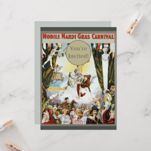 Vintage 1900 Mobile Mardi Gras Karneval Poster Kun Einladung