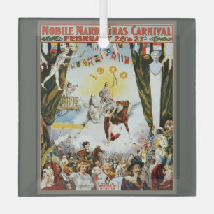 Vintage 1900 Mobile Mardi Gras Karneval Poster Kun Ornament Aus Glas