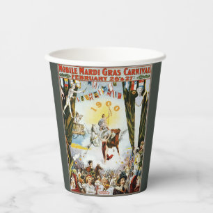 Vintage 1900 Mobile Mardi Gras Karneval Poster Kun Pappbecher