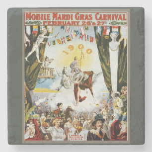 Vintage 1900 Mobile Mardi Gras Karneval Poster Kun Steinuntersetzer