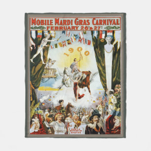 Vintage 1900 Mobile Mardi Gras Karnevalsplakat Kun Fleecedecke