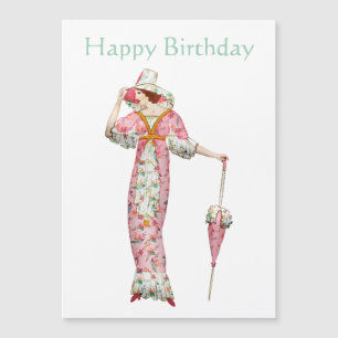 Vintage 1900er-Frau Happy Birthday Magnetkarte