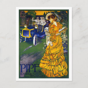 Vintage 1900er Jahre belgisches Auto Pipe Plakat Postkarte