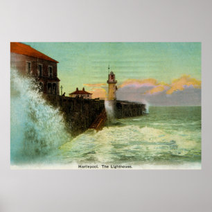 Vintage 1900s Hartlepool der Leuchtturm Poster