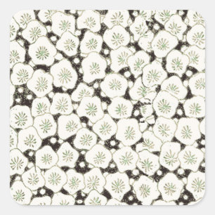 Vintage 1902 Japanisches Blumenmuster: Schwarze We Quadratischer Aufkleber