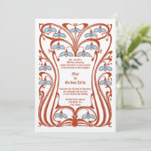 Vintage 1904 Art Nouveau Flowers Foliage Frame Einladung (Stehend Vorderseite)