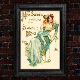 Vintage 1904 Fashion Scarfs and Bows Trade Card Poster