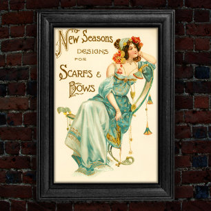 Vintage 1904 Fashion Scarfs and Bows Trade Card Poster