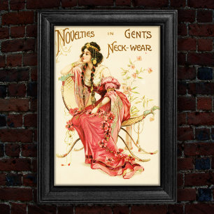 Vintage 1904 Halsbekleidungs-Neuheiten Handels Kar Poster