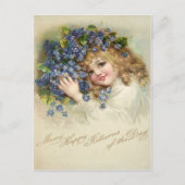 Vintage 1904 Mädchen Veilchen Geburtstag Postkarte (Vorderseite)