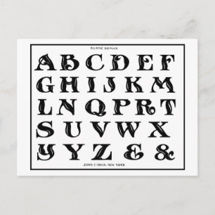 Vintage 1906 Alphabet Rustic Roman Schriftart Postkarte