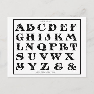 Vintage 1906 Alphabet Rustic Roman Schriftart Postkarte